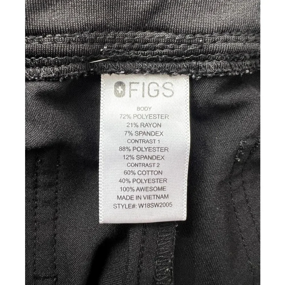 Figs Medical Jogger Scrub Pants Technical Collection Black Stretch Small Pockets
